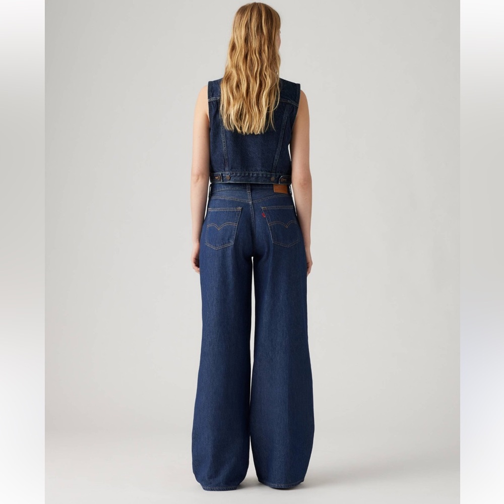 Levi’s Premium Baggy Dad Wide Leg Jeans - Dark Wash Sz 29 - Picture 4 of 16